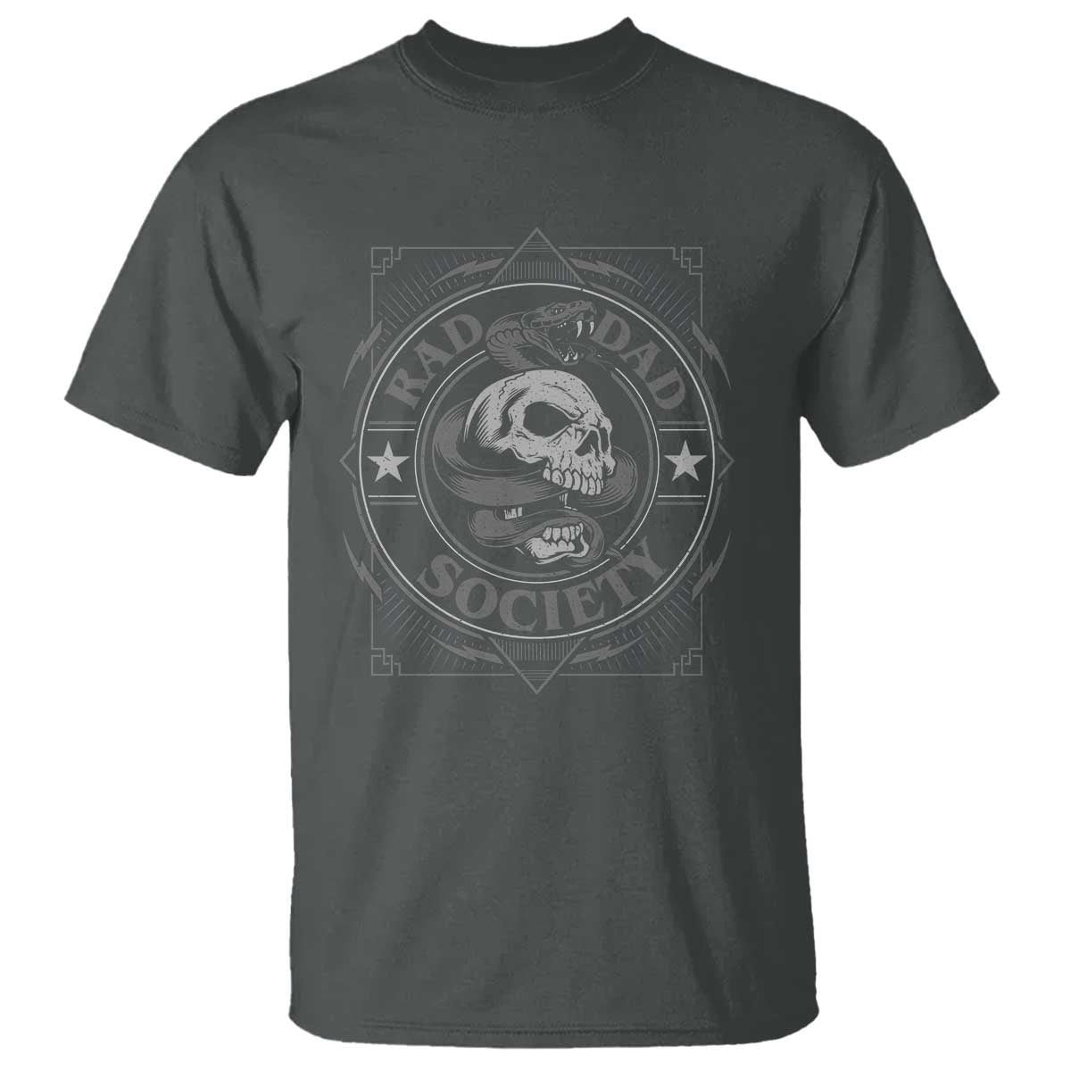Funny Rad Dad Society T Shirt Vintage Skull Snake Fathers Day TS11 Dark Heather Print Your Wear