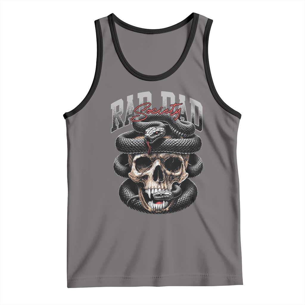Funny Rad Dad Society Tank Top Dad Life Skull Snake Fathers Day TS11 Deep Heather Black Print Your Wear