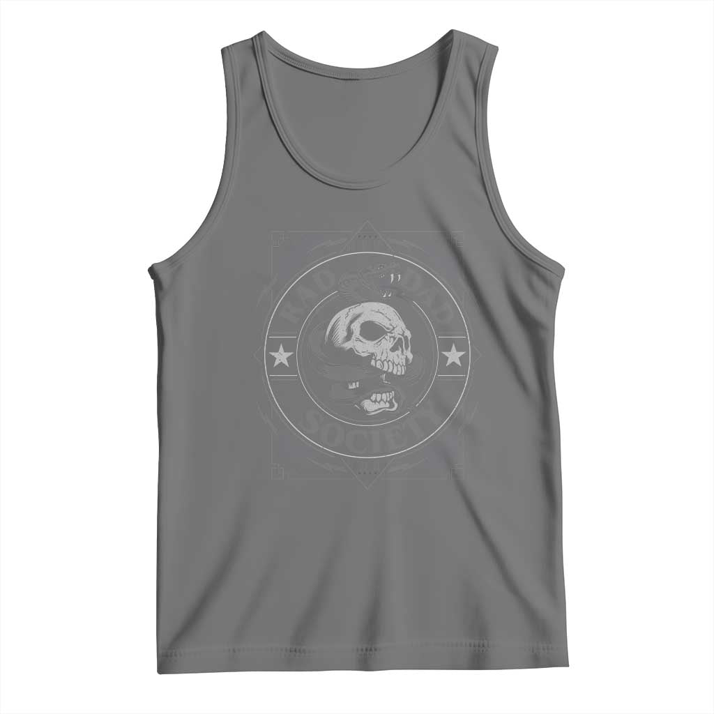 Funny Rad Dad Society Tank Top Vintage Skull Snake Fathers Day TS11 Black Heather Print Your Wear