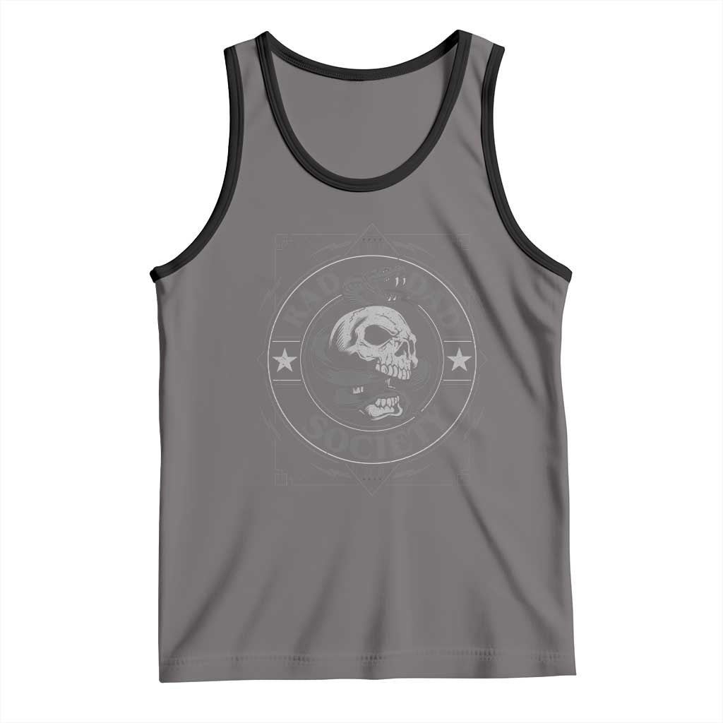 Funny Rad Dad Society Tank Top Vintage Skull Snake Fathers Day TS11 Deep Heather Black Print Your Wear