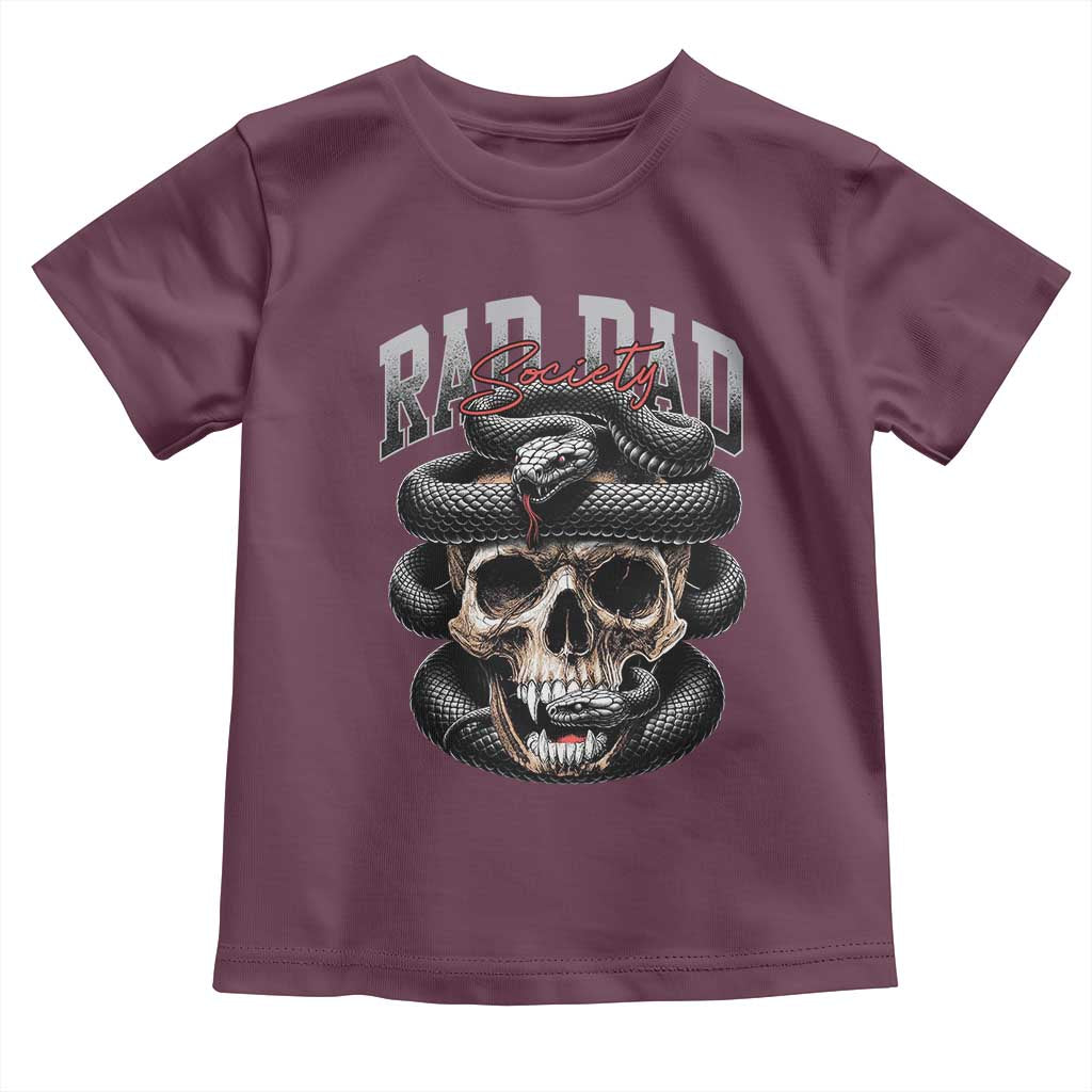 Funny Rad Dad Society Toddler T Shirt Dad Life Skull Snake Fathers Day TS11 Maroon Print Your Wear