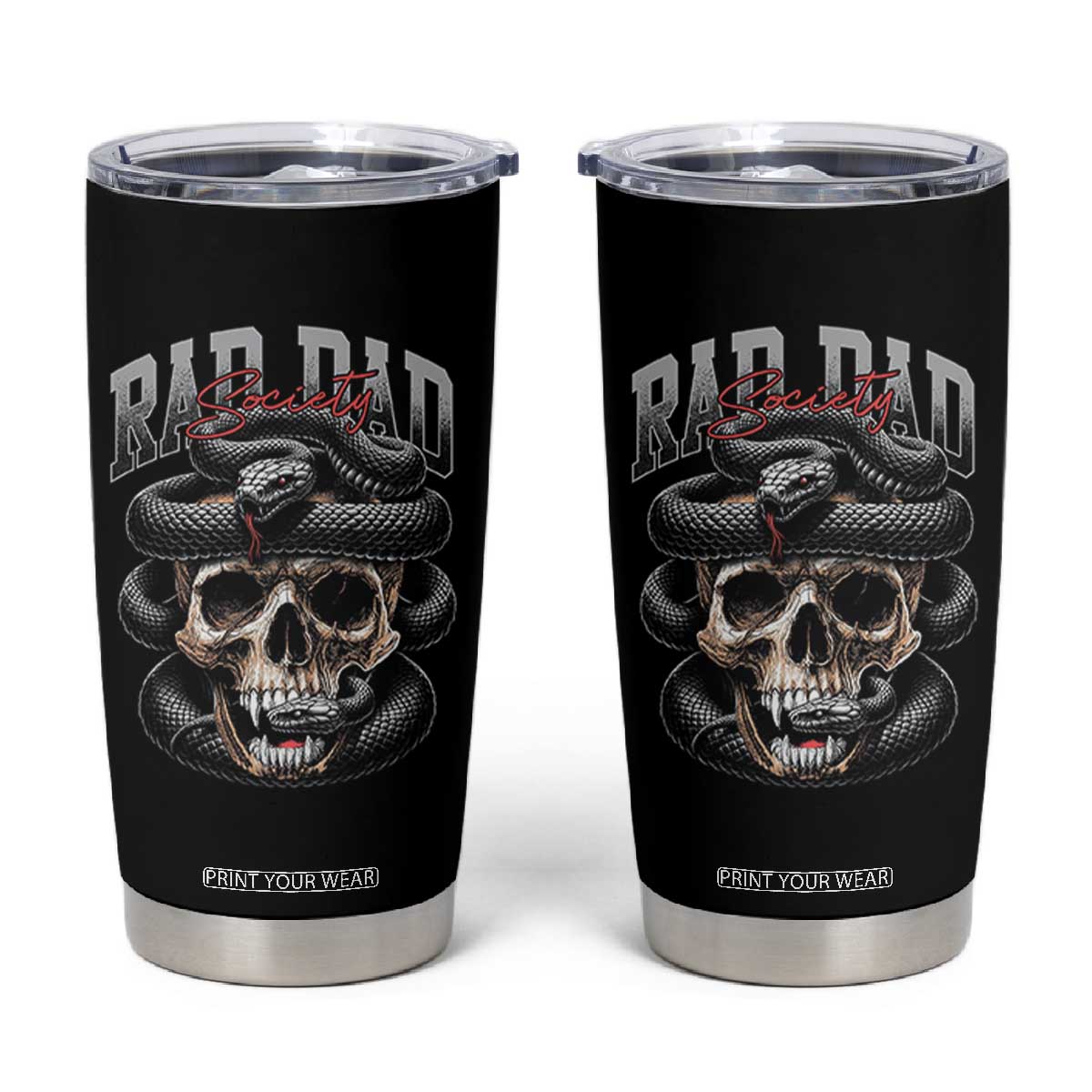 Funny Rad Dad Society Tumbler Cup Dad Life Skull Snake Fathers Day TS11 Black Print Your Wear