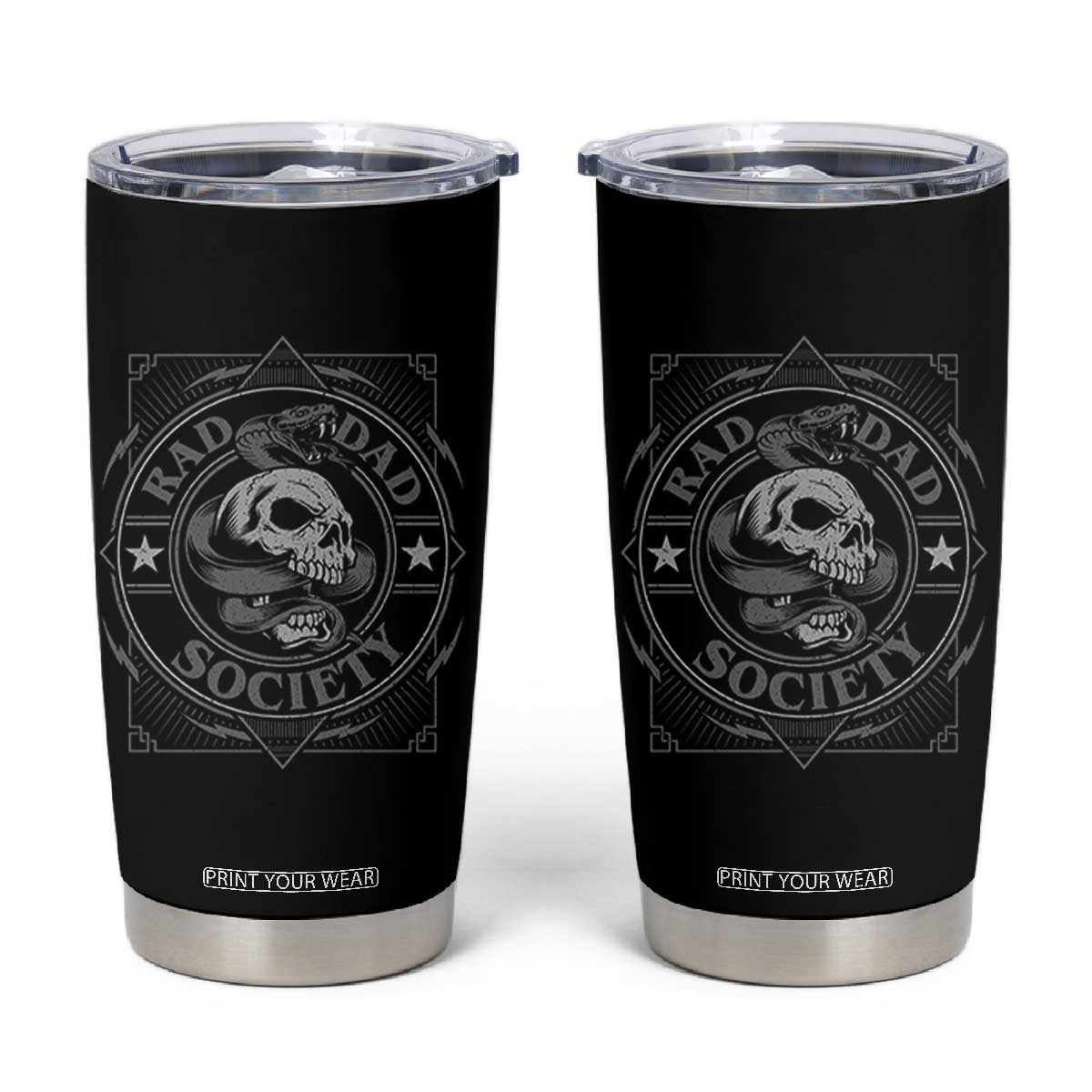 Funny Rad Dad Society Tumbler Cup Vintage Skull Snake Fathers Day TS11 Black Print Your Wear