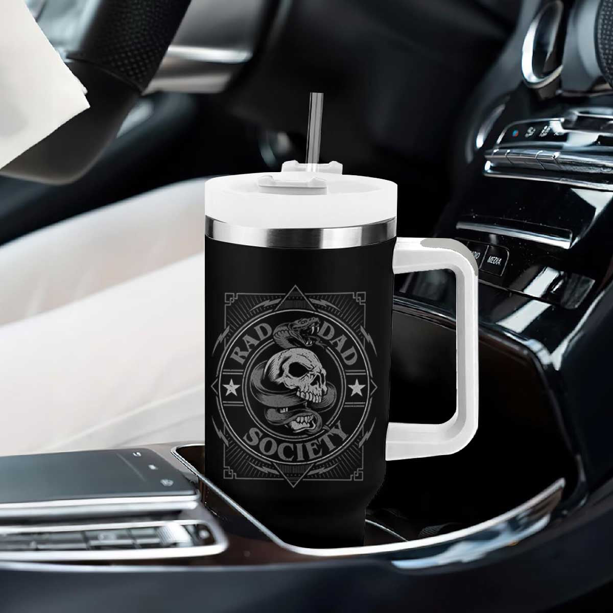 Funny Rad Dad Society Tumbler With Handle Vintage Skull Snake Fathers Day TS11 Print Your Wear