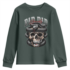 Funny Rad Dad Society Youth Sweatshirt Dad Life Skull Snake Fathers Day TS11 Dark Forest Green Print Your Wear