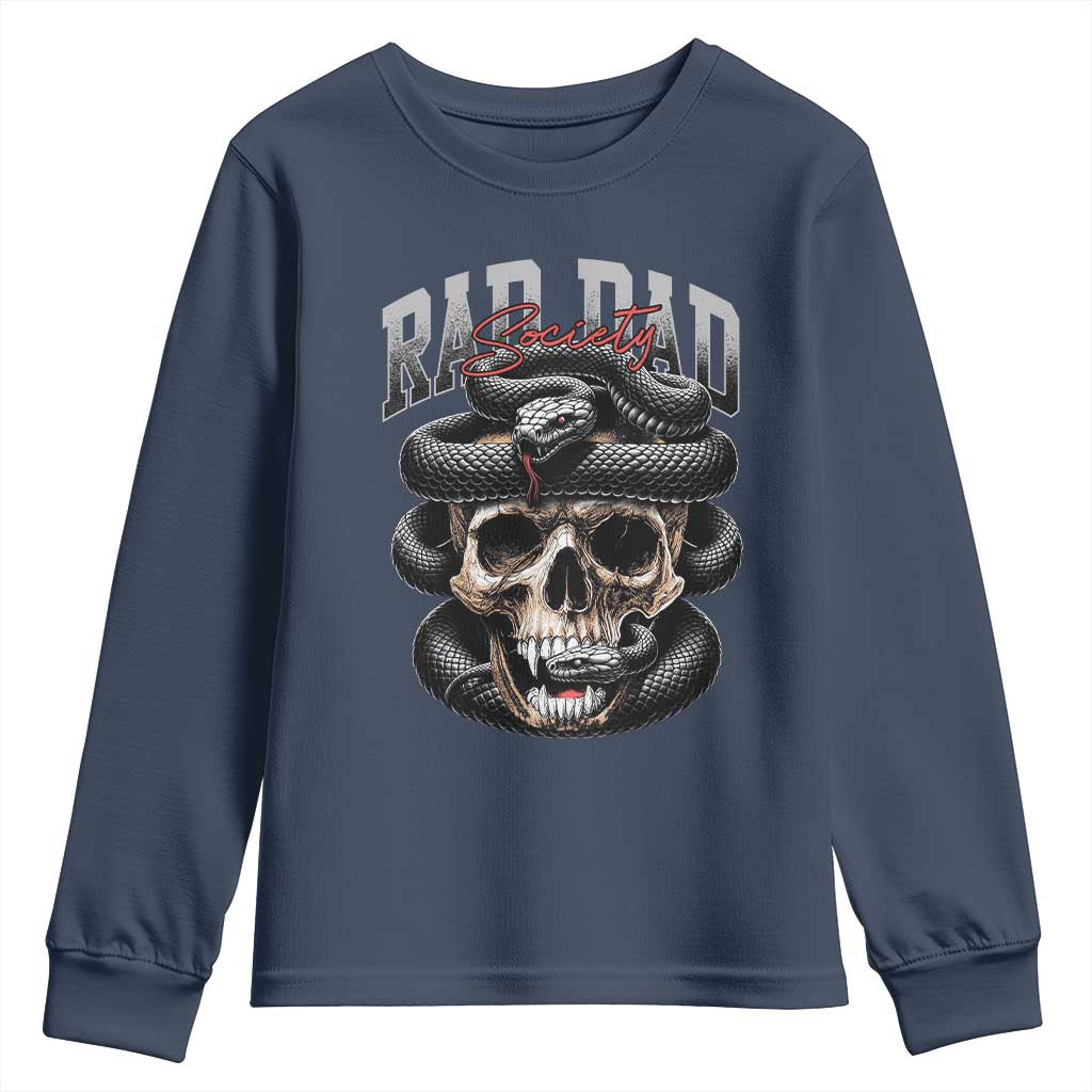 Funny Rad Dad Society Youth Sweatshirt Dad Life Skull Snake Fathers Day TS11 Navy Print Your Wear