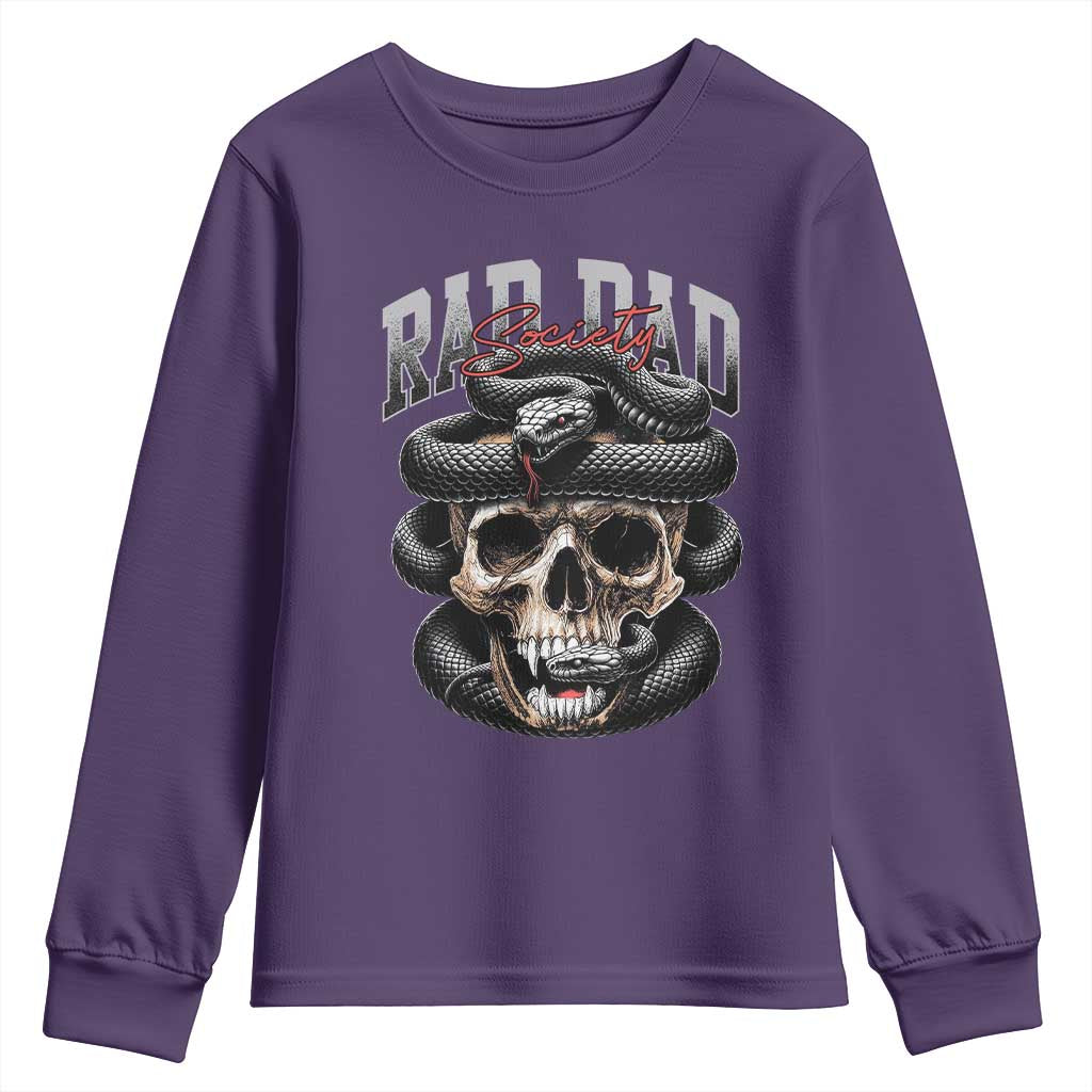 Funny Rad Dad Society Youth Sweatshirt Dad Life Skull Snake Fathers Day TS11 Purple Print Your Wear