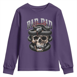 Funny Rad Dad Society Youth Sweatshirt Dad Life Skull Snake Fathers Day TS11 Purple Print Your Wear