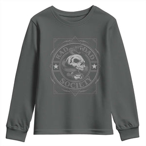 Funny Rad Dad Society Youth Sweatshirt Vintage Skull Snake Fathers Day TS11 Dark Heather Print Your Wear