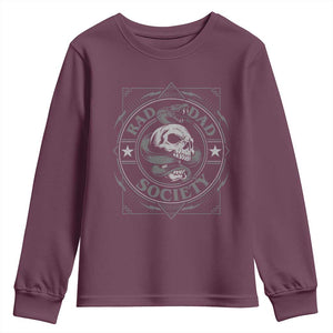 Funny Rad Dad Society Youth Sweatshirt Vintage Skull Snake Fathers Day TS11 Maroon Print Your Wear