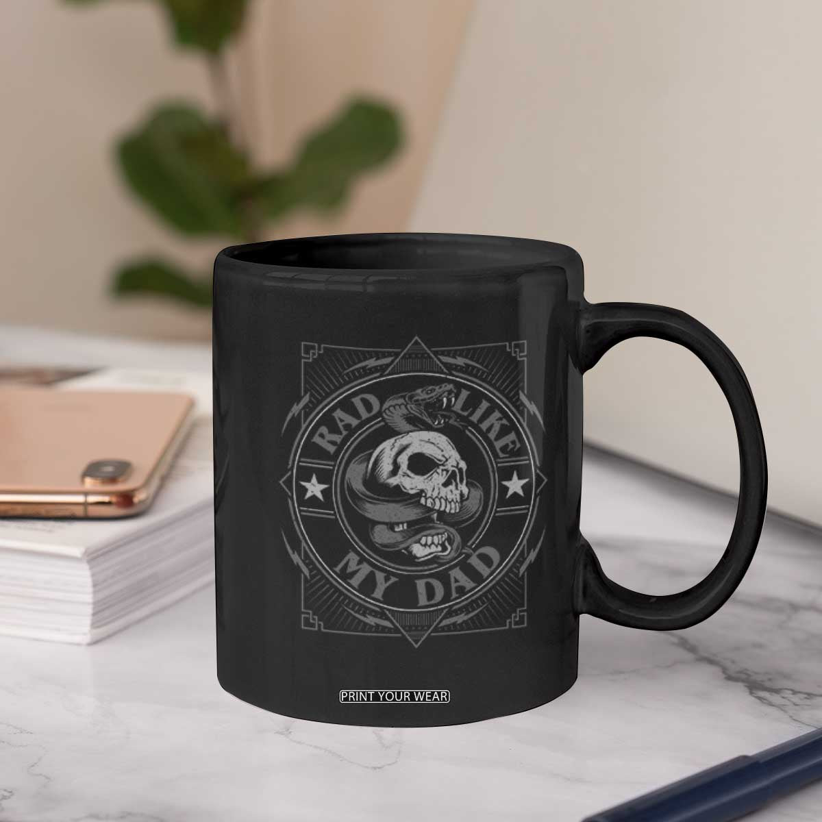Funny Rad Like My Dad Coffee Mug Vintage Skull Snake Fathers Day TS11 Print Your Wear