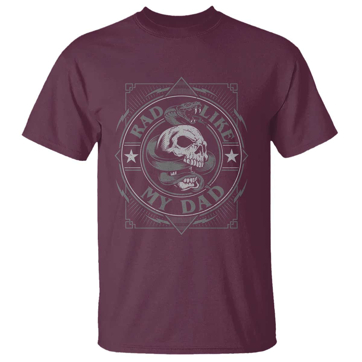Funny Rad Like My Dad T Shirt Vintage Skull Snake Fathers Day TS11 Maroon Print Your Wear