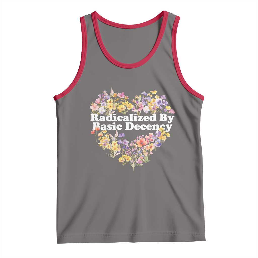 Funny Radicalized By Basic Decency Tank Top Women Floral Heart TS11 Deep Heather Red Print Your Wear