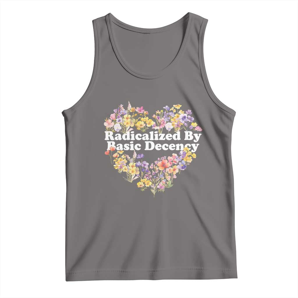 Funny Radicalized By Basic Decency Tank Top Women Floral Heart TS11 Deep Heather Print Your Wear