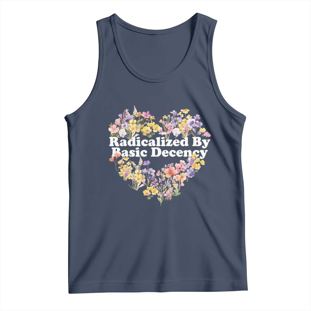 Funny Radicalized By Basic Decency Tank Top Women Floral Heart TS11 Navy Print Your Wear