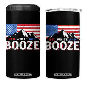 Funny Red White And Booze 4 in 1 Can Cooler Tumbler 4th Of July Beer American Flag TS11 One Size: 16 oz Black Print Your Wear