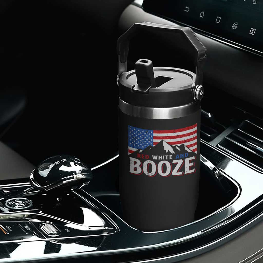 Funny Red White And Booze Flip Straw Tumbler 4th Of July Beer American Flag TS11 Print Your Wear