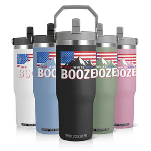 Funny Red White And Booze Flip Straw Tumbler 4th Of July Beer American Flag TS11 Print Your Wear