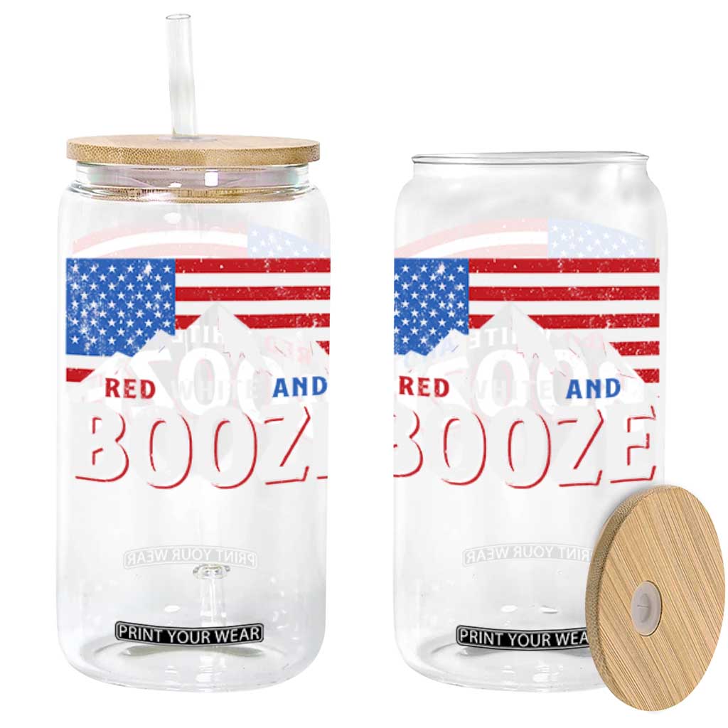 Funny Red White And Booze Glass Can 4th Of July Beer American Flag TS11 Black Print Your Wear