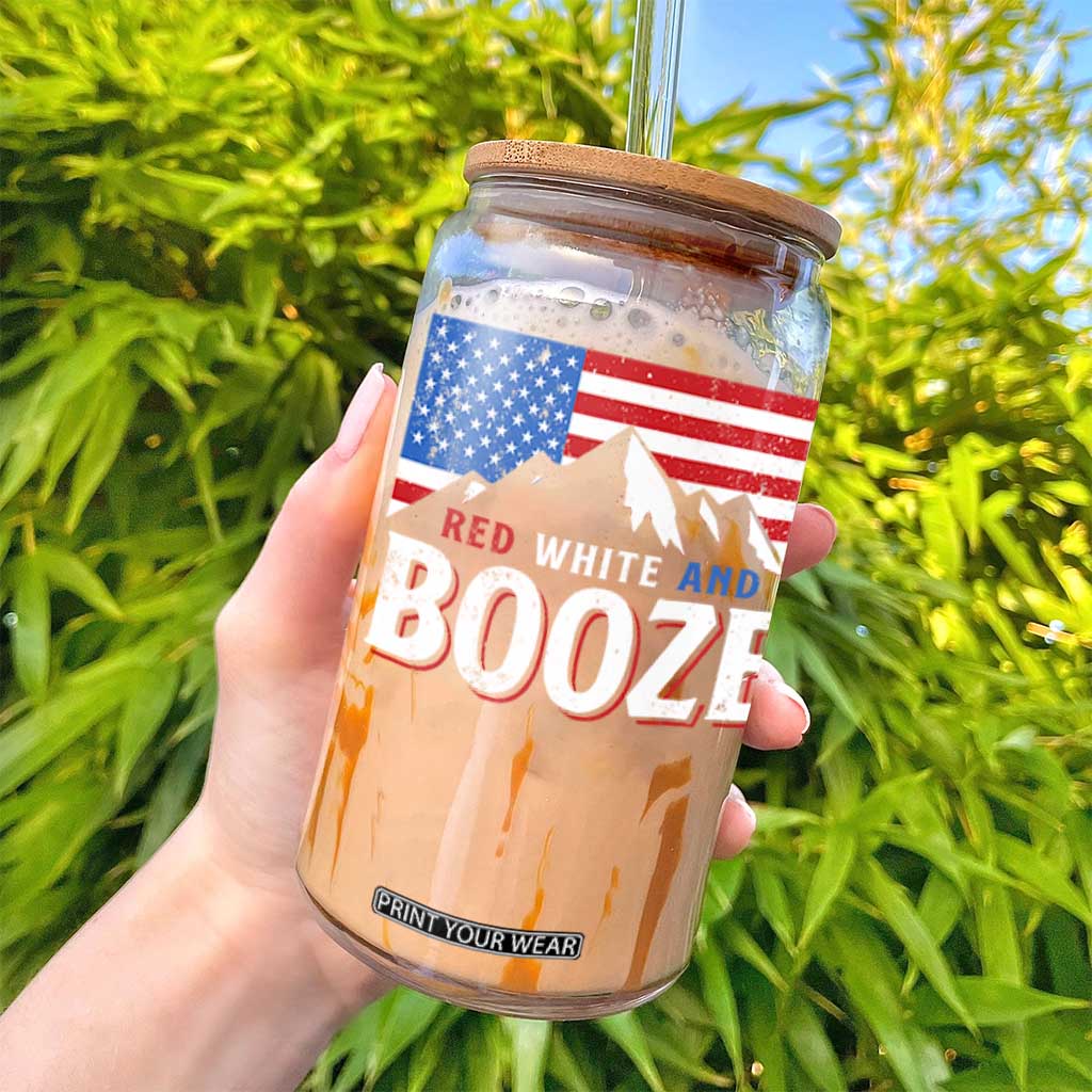 Funny Red White And Booze Glass Can 4th Of July Beer American Flag TS11 Print Your Wear