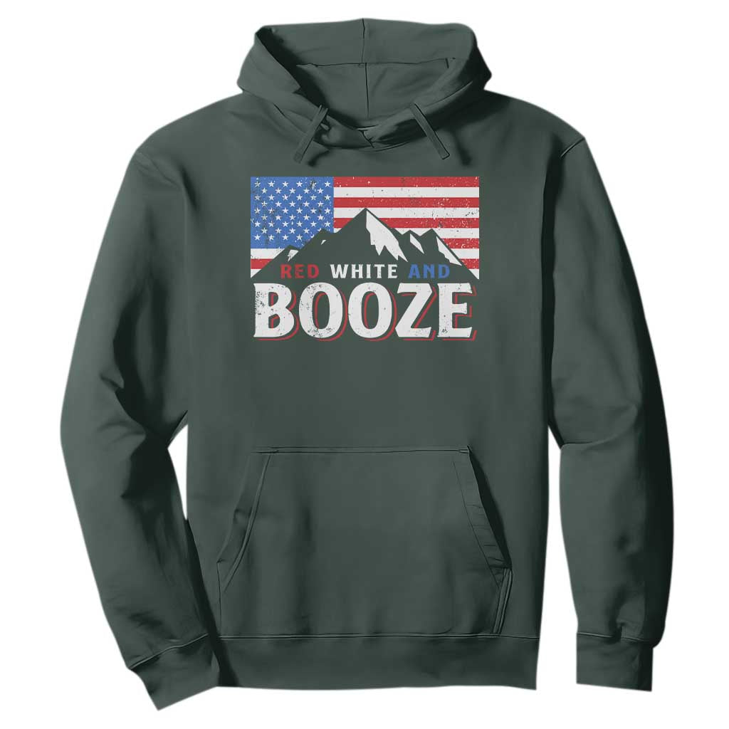 Funny Red White And Booze Hoodie 4th Of July Beer American Flag TS11 Dark Forest Green Print Your Wear