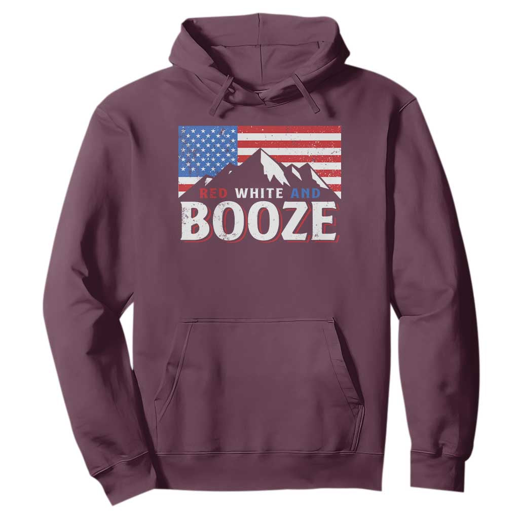 Funny Red White And Booze Hoodie 4th Of July Beer American Flag TS11 Maroon Print Your Wear