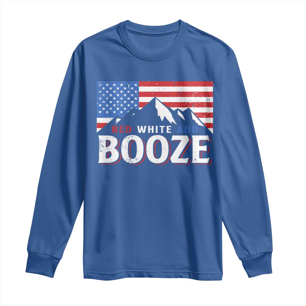 Funny Red White And Booze Long Sleeve Shirt 4th Of July Beer American Flag TS11 Royal Blue Print Your Wear