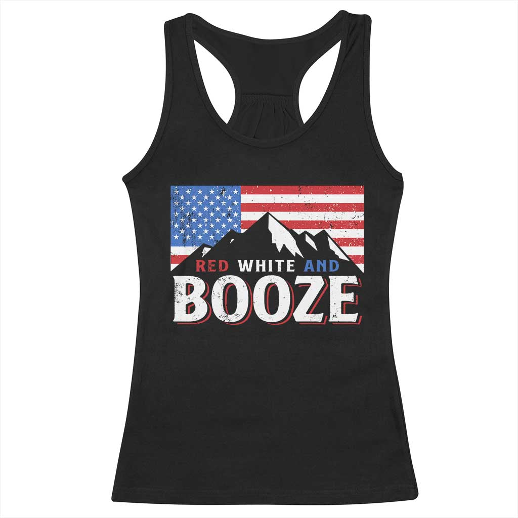 Funny Red White And Booze Racerback Tank Top 4th Of July Beer American Flag TS11 Black Print Your Wear