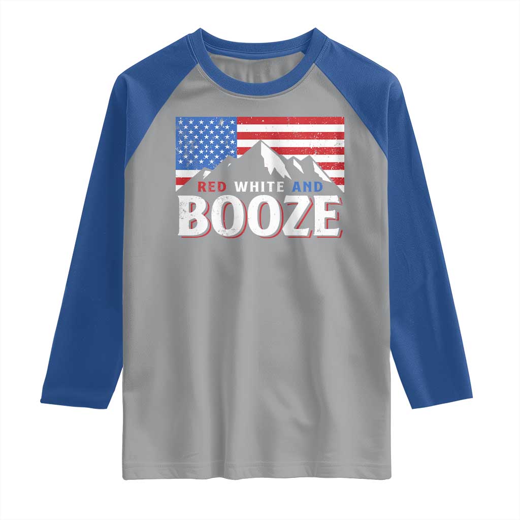 Funny Red White And Booze Raglan Shirt 4th Of July Beer American Flag TS11 Sport Gray Royal Print Your Wear