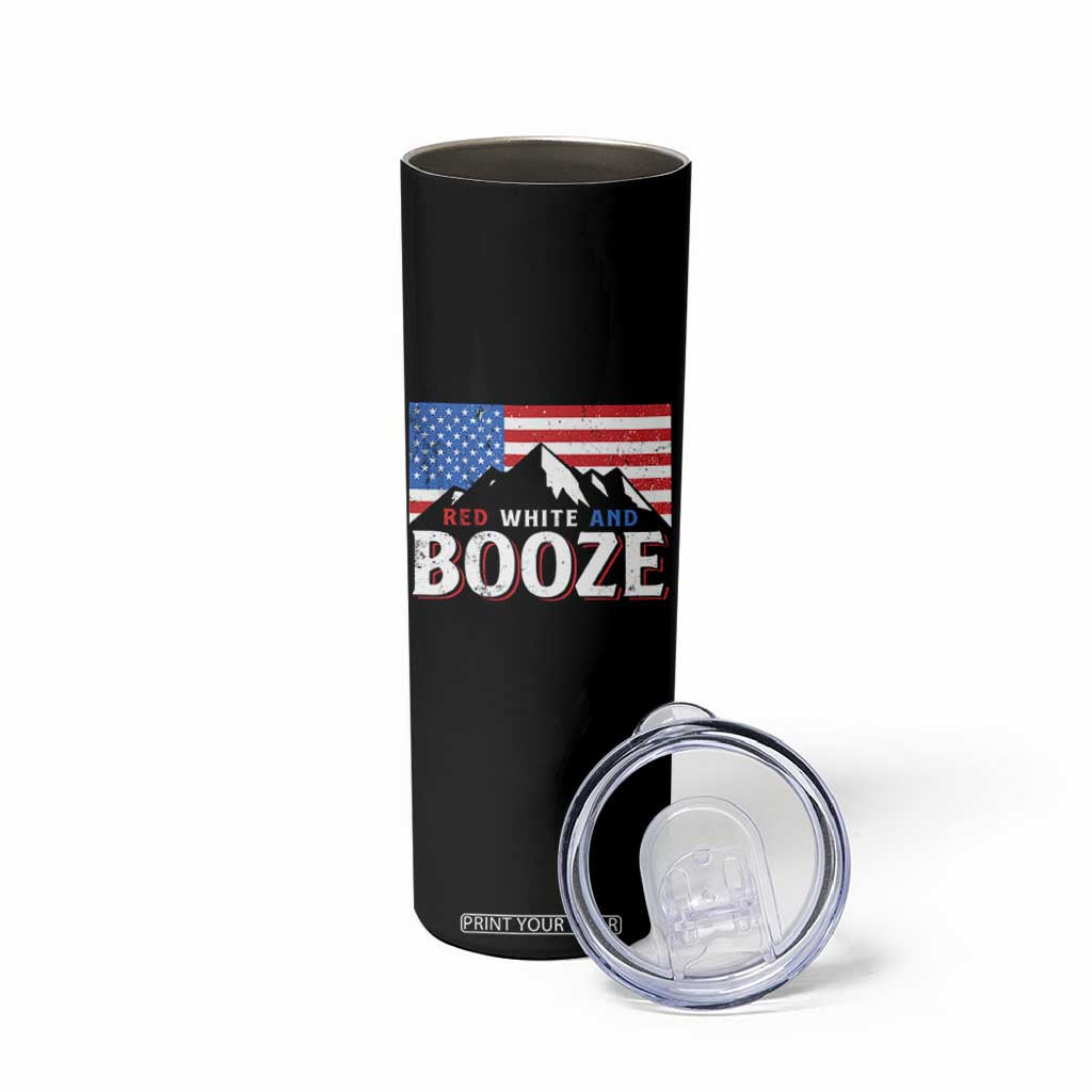 Funny Red White And Booze Skinny Tumbler 4th Of July Beer American Flag TS11 Print Your Wear