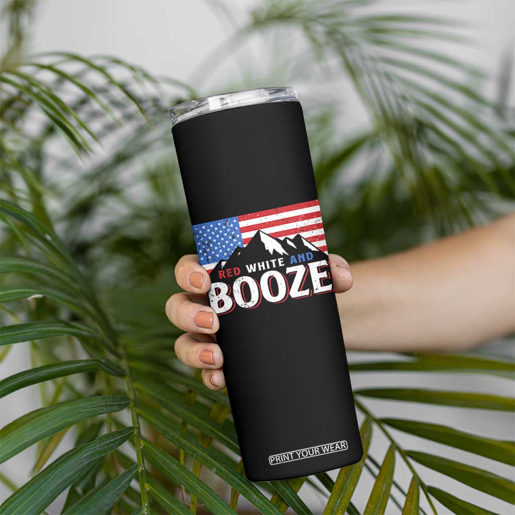 Funny Red White And Booze Skinny Tumbler 4th Of July Beer American Flag TS11 Print Your Wear