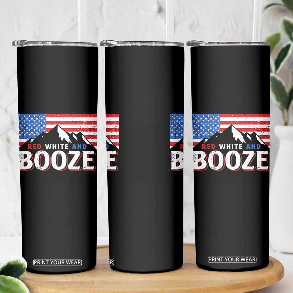 Funny Red White And Booze Skinny Tumbler 4th Of July Beer American Flag TS11 Print Your Wear