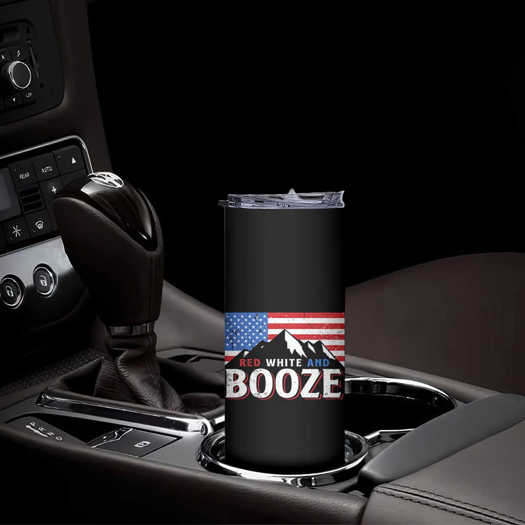 Funny Red White And Booze Skinny Tumbler 4th Of July Beer American Flag TS11 Print Your Wear