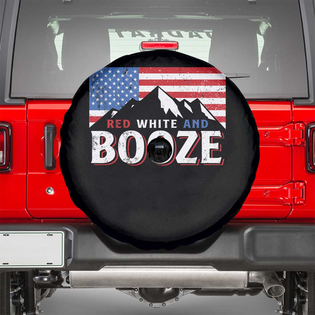 Funny Red White And Booze Spare Tire Cover 4th Of July Beer American Flag TS11 Black Print Your Wear
