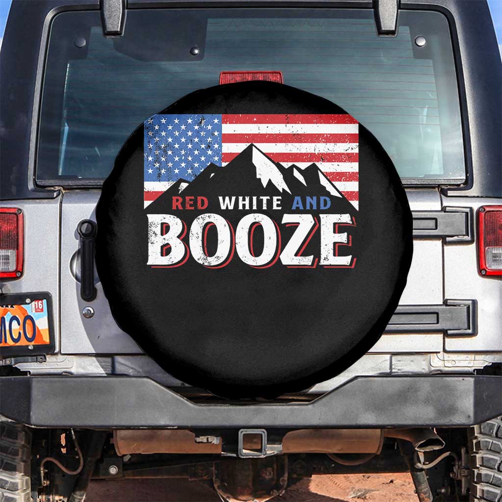 Funny Red White And Booze Spare Tire Cover 4th Of July Beer American Flag TS11 No hole Black Print Your Wear