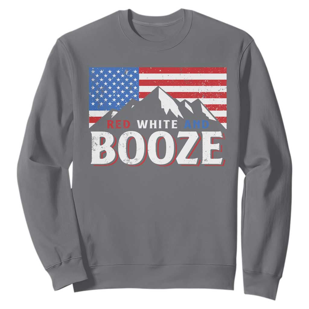 Funny Red White And Booze Sweatshirt 4th Of July Beer American Flag TS11 Charcoal Print Your Wear