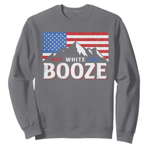Funny Red White And Booze Sweatshirt 4th Of July Beer American Flag TS11 Charcoal Print Your Wear