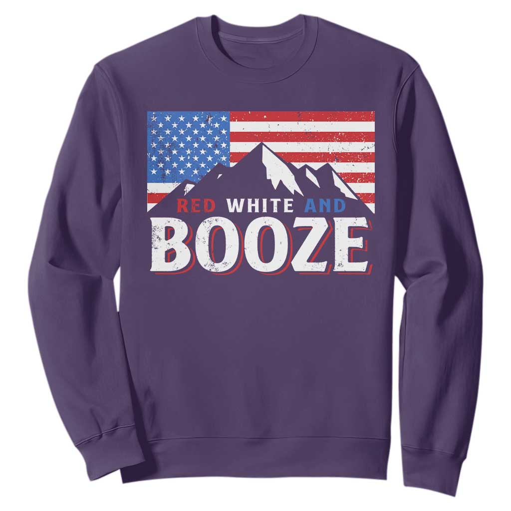 Funny Red White And Booze Sweatshirt 4th Of July Beer American Flag TS11 Purple Print Your Wear