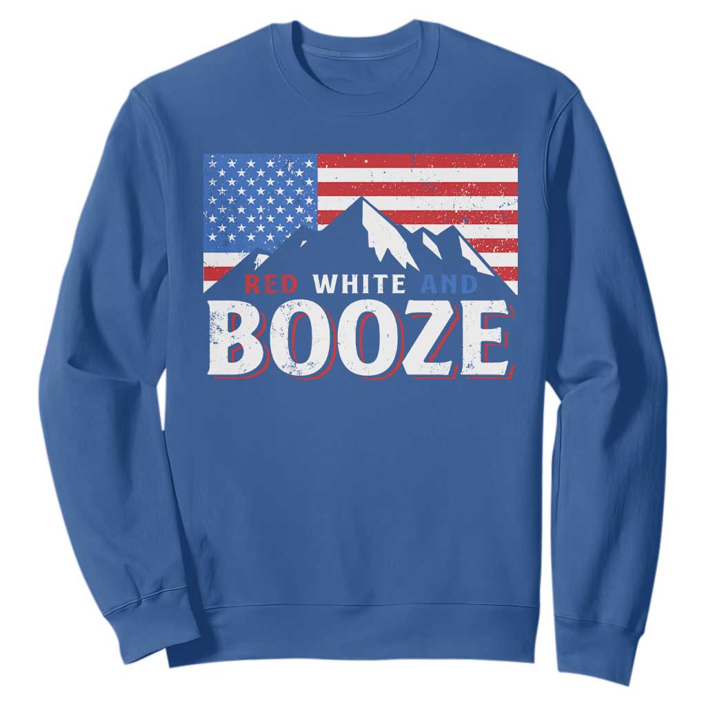 Funny Red White And Booze Sweatshirt 4th Of July Beer American Flag TS11 Royal Blue Print Your Wear