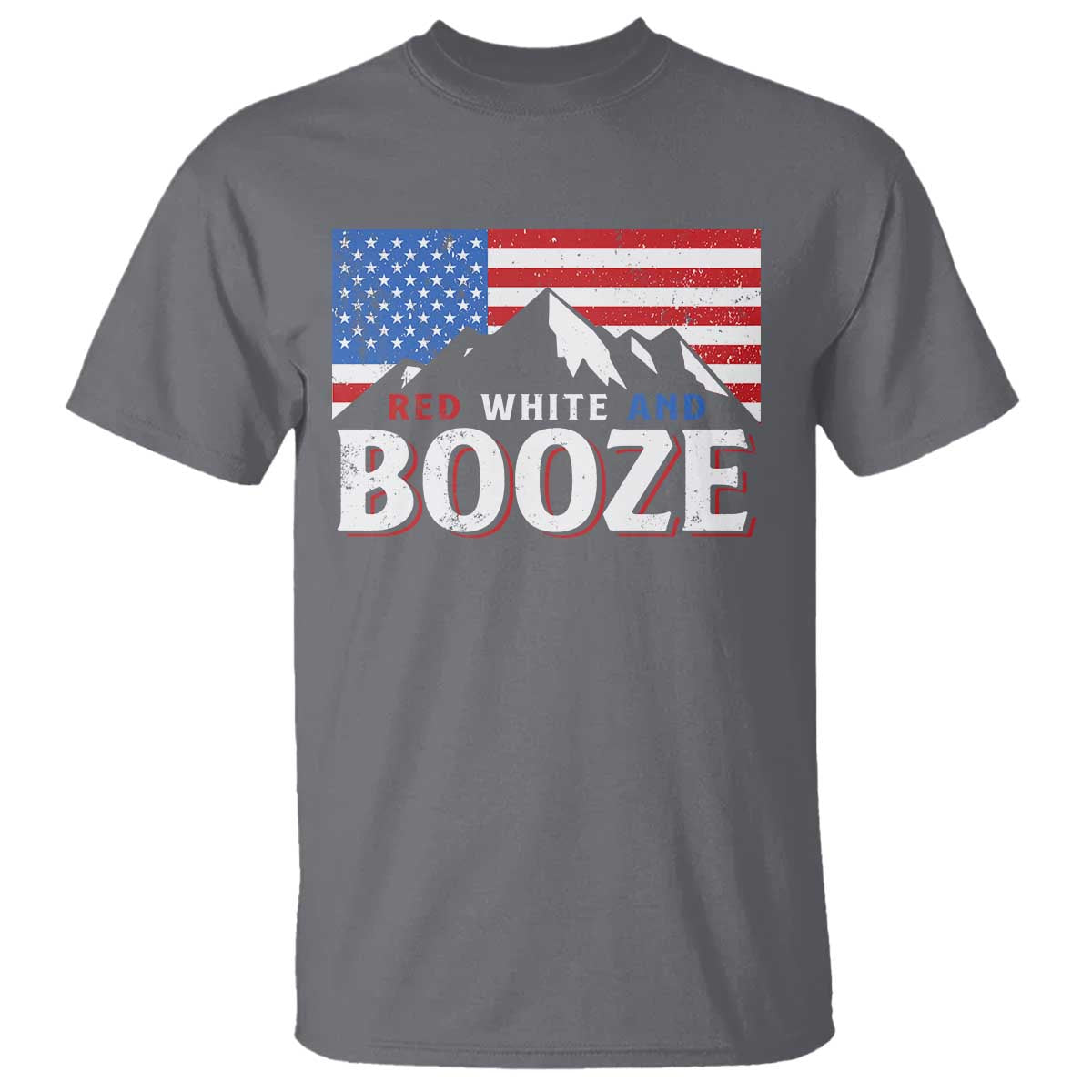 Funny Red White And Booze T Shirt 4th Of July Beer American Flag TS11 Charcoal Print Your Wear
