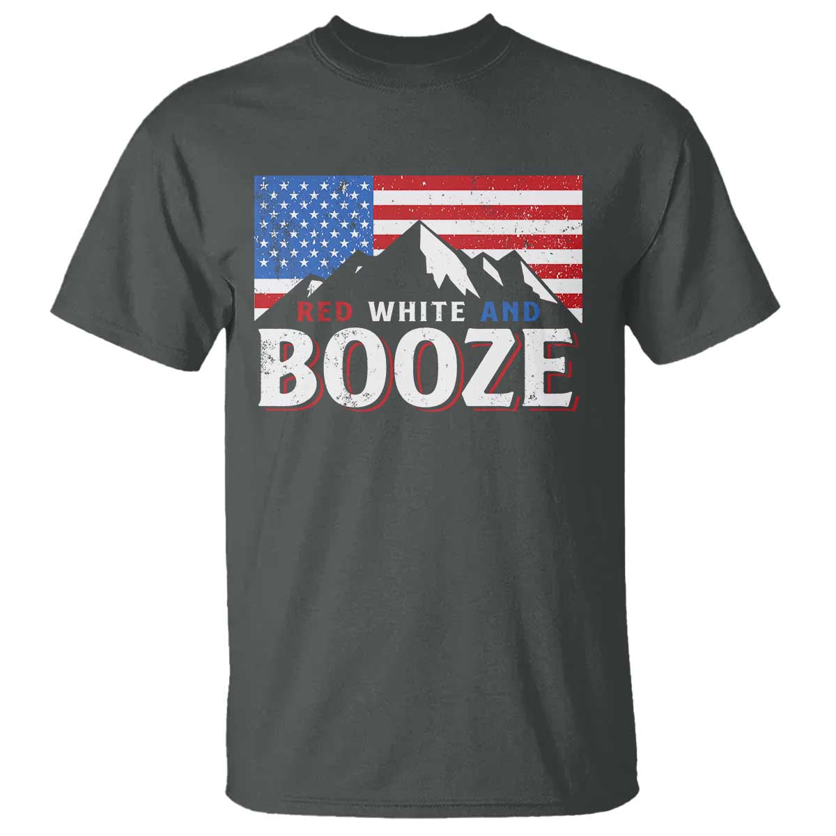 Funny Red White And Booze T Shirt 4th Of July Beer American Flag TS11 Dark Heather Print Your Wear