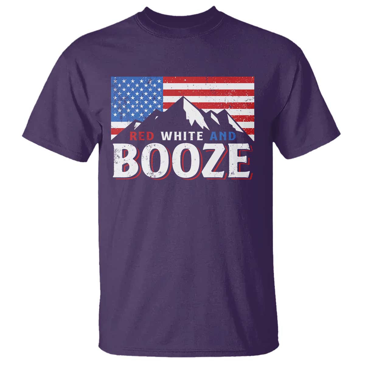 Funny Red White And Booze T Shirt 4th Of July Beer American Flag TS11 Purple Print Your Wear