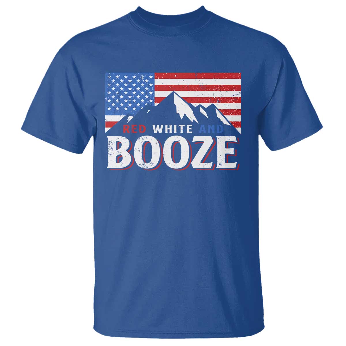 Funny Red White And Booze T Shirt 4th Of July Beer American Flag TS11 Royal Blue Print Your Wear