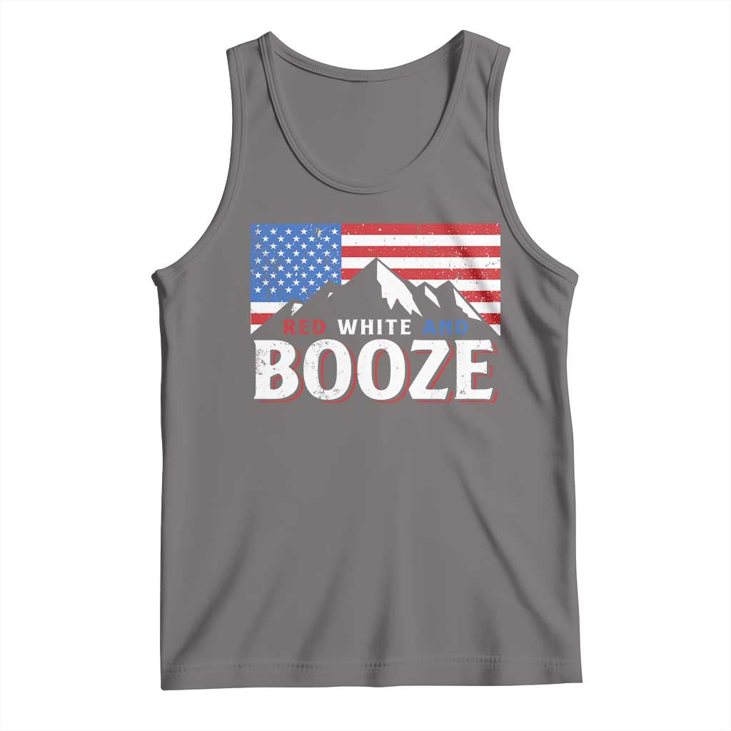 Funny Red White And Booze Tank Top 4th Of July Beer American Flag TS11 Deep Heather Print Your Wear