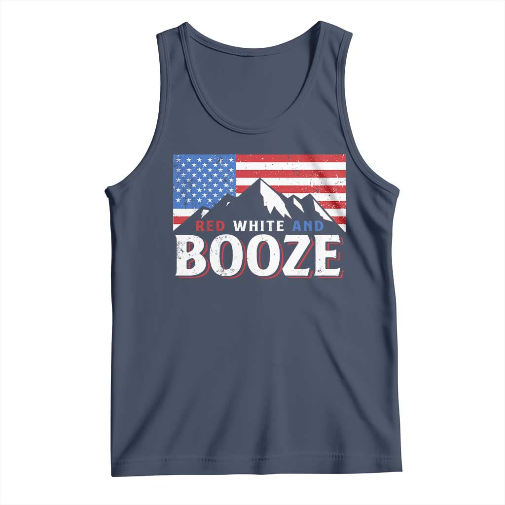 Funny Red White And Booze Tank Top 4th Of July Beer American Flag TS11 Navy Print Your Wear