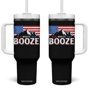 Funny Red White And Booze Tumbler With Handle 4th Of July Beer American Flag TS11 One Size: 40 oz Black Print Your Wear