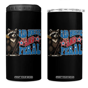 Funny Red White And Feral 4 in 1 Can Cooler Tumbler Raccoon 4th of July Patriotic TS11 One Size: 16 oz Black Print Your Wear