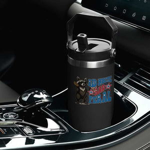 Funny Red White And Feral Flip Straw Tumbler Raccoon 4th of July Patriotic TS11 Print Your Wear