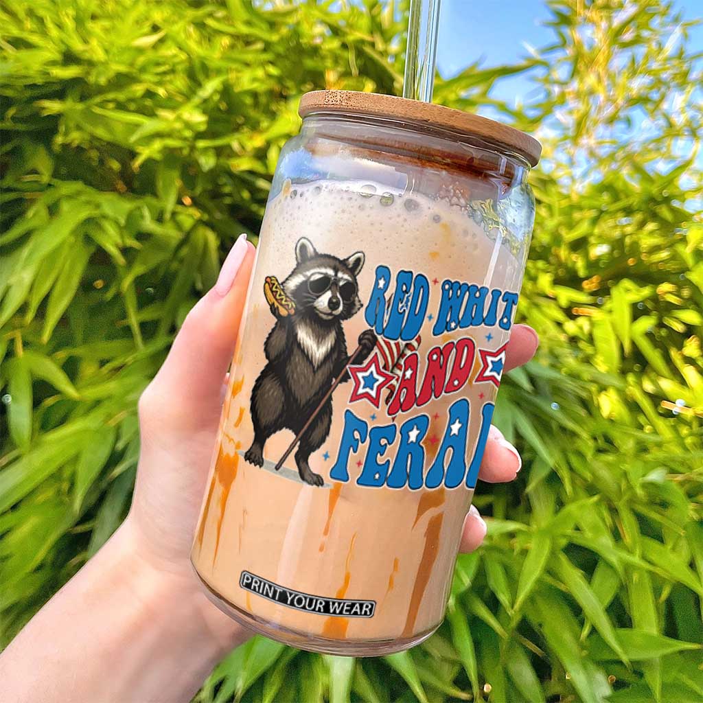 Funny Red White And Feral Glass Can Raccoon 4th of July Patriotic TS11 Print Your Wear