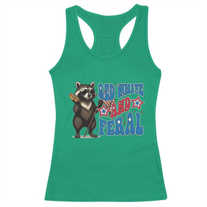 Funny Red White And Feral Racerback Tank Top Raccoon 4th of July Patriotic TS11 Irish Green Print Your Wear